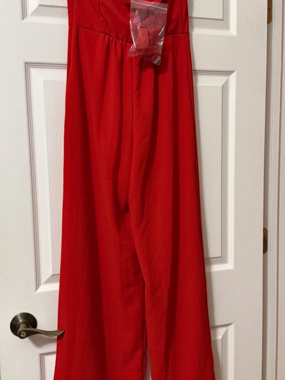 Strapless Red Wide-Leg Jumpsuit. Comes with removable straps. - Picture 2 of 4
